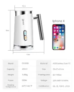 DEVISIB 3 in 1 Electric Milk Frother 300ml Automatic Hot and Cold Foam Maker for Coffee Latte Cappuccino Macchiato Hot Chocolate - Image 14