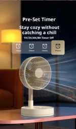USB Foldable Portable Fan with 8inch 4 Speeds ＆ Timing, Battery Operated Mini Floor Fan for Bedroom, Indoor or Outdoor,Table Fan - Image 16