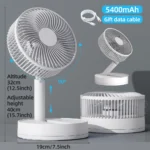KASYDoFF Portable Oscillating Desk Fan, 8-Inch＆ 5400mAh USB Battery Operated Fan with 4 Speed Strong Airflow Foldable Personal - Image 7