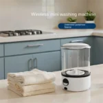 A White 2L Mini Washing Machine, 2000Mah, Fully Automatic Portable Turbine Led Washing Cup and Compact for Children's Clothing, Underwear, Panties, and Socks - Image 2