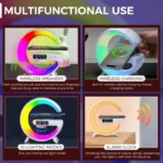 Universally Multi Functional Wireless Speaker with RGB Night Light Alarm Clock For iPhone  Samsung Xiaomi Charging Station - Image 11