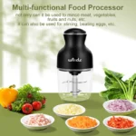 Wancle 0.6L Household Meat Grinder Food Processor Stainless Steel Blade 350W High Power Vegetable Fruit Chopper Kitchen Grinder - Image 2