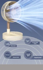 USB Foldable Portable Fan with 8inch 4 Speeds ＆ Timing, Battery Operated Mini Floor Fan for Bedroom, Indoor or Outdoor,Table Fan - Image 17