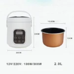 Portable Car Rice Cooker 2L Electric Truck Multi-Cooker Soup Porridge Cooking Food Steamer Electric Lunch Box 12V or 24V - Image 7