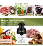 Wancle 0.6L Household Meat Grinder Food Processor Stainless Steel Blade 350W High Power Vegetable Fruit Chopper Kitchen Grinder - Image 12