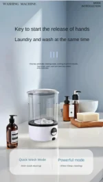 A White 2L Mini Washing Machine, 2000Mah, Fully Automatic Portable Turbine Led Washing Cup and Compact for Children's Clothing, Underwear, Panties, and Socks - Image 11