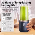 6 Blades Electric Juicer Cup with 2 Cups For Travel Portable Juicer Mixer Usb Charge Fresh Fruit Juice Personal Blender Smoothie - Image 15