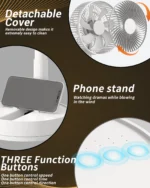 KASYDoFF Portable Oscillating Desk Fan, 8-Inch＆ 5400mAh USB Battery Operated Fan with 4 Speed Strong Airflow Foldable Personal - Image 3