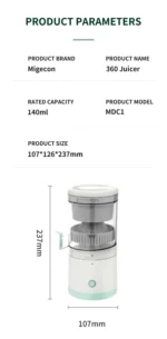 Portable Electric Juicer USB Rechargeable Wireless Mini Fruit Blender Automatic Juice Squeezer for Home Travel Office - Image 22