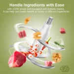 Wancle 0.6L Household Meat Grinder Food Processor Stainless Steel Blade 350W High Power Vegetable Fruit Chopper Kitchen Grinder - Image 3