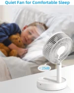 KASYDoFF Portable Oscillating Desk Fan, 8-Inch＆ 5400mAh USB Battery Operated Fan with 4 Speed Strong Airflow Foldable Personal - Image 4