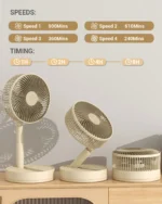 KASYDoFF Portable Oscillating Desk Fan, 8-Inch＆ 5400mAh USB Battery Operated Fan with 4 Speed Strong Airflow Foldable Personal - Image 9