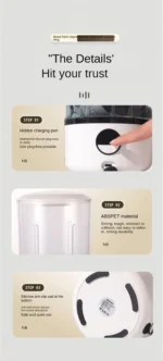 A White 2L Mini Washing Machine, 2000Mah, Fully Automatic Portable Turbine Led Washing Cup and Compact for Children's Clothing, Underwear, Panties, and Socks - Image 12