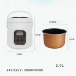 Portable Car Rice Cooker 2L Electric Truck Multi-Cooker Soup Porridge Cooking Food Steamer Electric Lunch Box 12V or 24V - Image 8