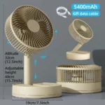 KASYDoFF Portable Oscillating Desk Fan, 8-Inch＆ 5400mAh USB Battery Operated Fan with 4 Speed Strong Airflow Foldable Personal - Image 8