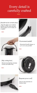 Portable Car Rice Cooker 2L Electric Truck Multi-Cooker Soup Porridge Cooking Food Steamer Electric Lunch Box 12V or 24V - Image 23